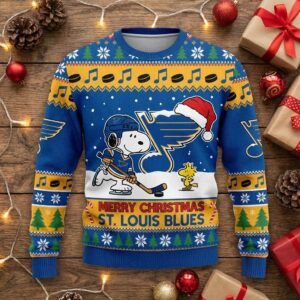 St. Louis Blues Snoopy Christmas Sweater - Peanuts Ugly Sweater NHL Hockey Fan Gift
