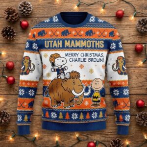 Utah Mammoths Snoopy Ugly Christmas Sweater - Peanuts Charlie Brown Hockey Fan Gift