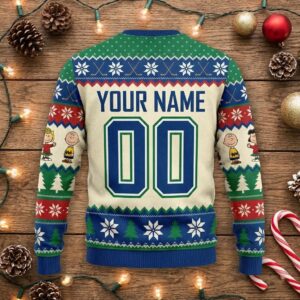 Vancouver Canucks Snoopy Christmas Sweater - Peanuts Gang Ugly Holiday NHL Fan Apparel