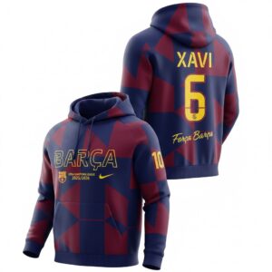 FC Barcelona Xavi 6 Hoodie - Custom Name Number Força Barça Pullover Sweatshirt