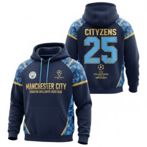 Manchester City Champions League Hoodie - 3D Print Cityzens Pullover Sweatshirt