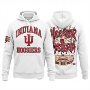 Indiana Hoosiers White Hoodie - Hoosier Hysteria Vintage Graphic College Sweatshirt