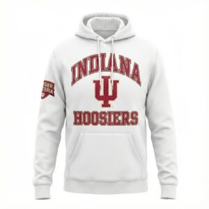 Indiana Hoosiers White Hoodie - Hoosier Hysteria Vintage Graphic College Sweatshirt