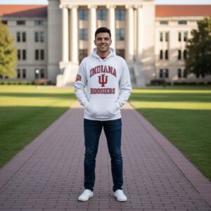Indiana Hoosiers White Hoodie - Hoosier Hysteria Vintage Graphic College Sweatshirt