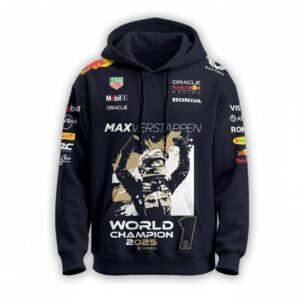 Max Verstappen 2025 World Champion Hoodie - Formula 1 Oracle Red Bull Racing 3D Graphic Apparel