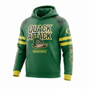 Oregon Ducks Quack Attack Hoodie - 3D Graphic Fan Pullover Sweatshirt