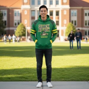 Oregon Ducks Quack Attack Hoodie - 3D Graphic Fan Pullover Sweatshirt