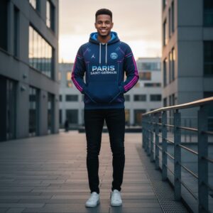 Paris Saint-Germain 3D Hoodie - Custom Number Paris Skyline Neon Graphic Pullover