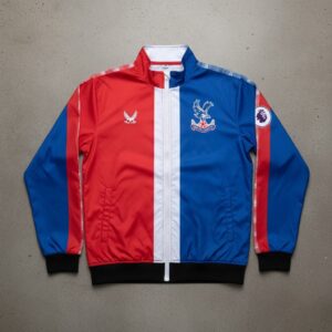Crystal Palace Football Club Anthem Jacket - Half Red Half Blue Split Design Full Zip Jacket