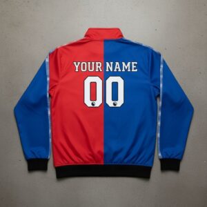 Crystal Palace Football Club Anthem Jacket - Half Red Half Blue Split Design Full Zip Jacket