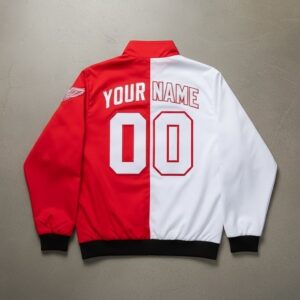 Detroit Red Wings Split Jacket - NHL Hockey Red and White Color Block Bomber