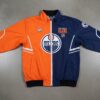 Edmonton Oilers Split Color Jacket - NHL Hockey Fan Windbreaker Track Jacket
