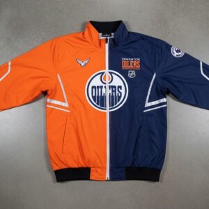 Edmonton Oilers Split Color Jacket - NHL Hockey Fan Windbreaker Track Jacket