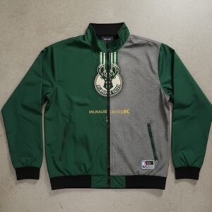 Milwaukee Bucks Full Zip Jacket - Split Color Block NBA Fan Track Jacket