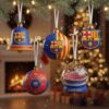 FC Barcelona Christmas Ornament Set - Holiday Decor Collection with Crest, Ball, and Camp Nou Stadium