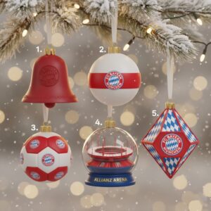 FC Bayern München Christmas Ornaments - Assorted Football Club Themed Tree Decorations