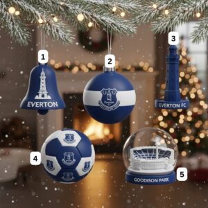 Everton FC Christmas Ornaments Set - 5-Pack Holiday Decoration for Tree