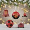 Manchester United Christmas Ornaments Set - Bell, Bauble, Football, Old Trafford Stadium, and Red Devil Mascot Themed Decorations