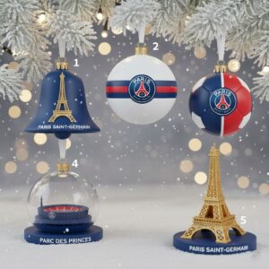 Paris Saint-Germain Christmas Ornaments - Festive Holiday Tree Decor Set Featuring Eiffel Tower & Parc des Princes