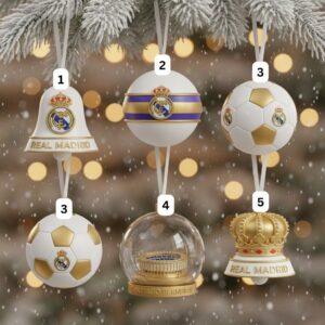Real Madrid Christmas Ornament Set - Assorted Holiday Decorations for Football Fans
