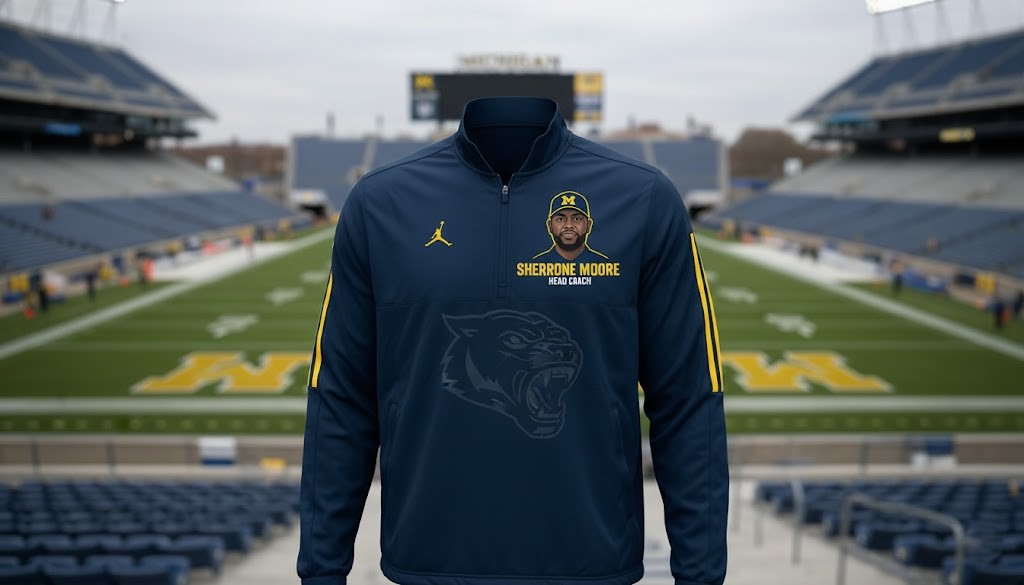 Sherrone Moore Michigan Wolverines Pullover - Jordan Brand Quarter-Zip Head Coach Jacket