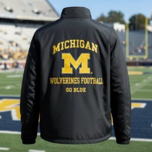 Michigan Wolverines Coach Moore Jacket - Black Embroidered Full-Zip Fan Apparel