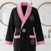 Inter Miami CF Bathrobe - Plush Fleece Robe with Embroidered Crest, Black and Pink Fan Gear