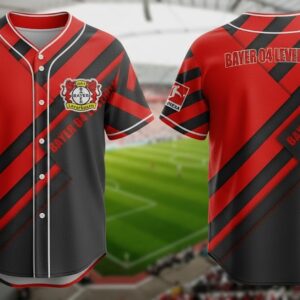 Bayer 04 Leverkusen Baseball Jersey - Custom Bundesliga Fan Shirt with Diagonal Stripes