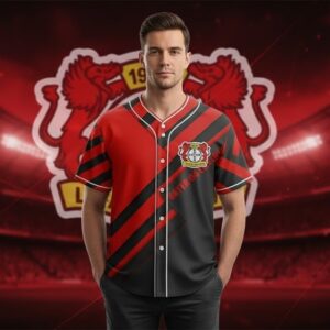 Bayer 04 Leverkusen Baseball Jersey - Custom Bundesliga Fan Shirt with Diagonal Stripes
