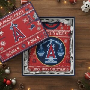 Los Angeles Angels Libra Ugly Christmas Sweater - MLB Zodiac Themed Holiday Jumper