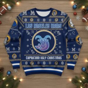 Los Angeles Rams Capricorn Ugly Christmas Sweater - NFL Zodiac Sign Holiday Apparel for Fans
