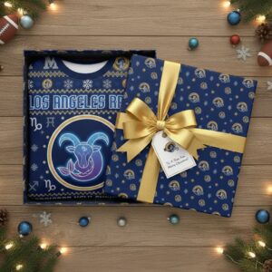 Los Angeles Rams Capricorn Ugly Christmas Sweater - NFL Zodiac Sign Holiday Apparel for Fans