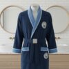 Manchester City Football Club Bathrobe - Plush Fleece Dressing Gown with Embroidered Crest