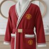 Manchester United Bathrobe - Luxury Red Fleece Dressing Gown with Embroidered Crest