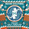 Miami Dolphins Pisces Ugly Sweater - NFL Zodiac Sign Christmas Holiday Jumper