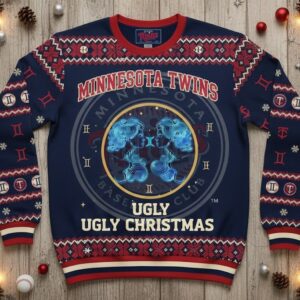 Minnesota Twins Ugly Christmas Sweater - Gemini Zodiac Sign MLB Holiday Jumper