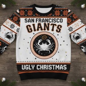 San Francisco Giants Ugly Christmas Sweater - Cancer Zodiac Sign Crab Graphic MLB Fan Gift