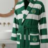 Sporting Clube de Portugal Bathrobe - Green and White Striped Loungewear Robe for Fans