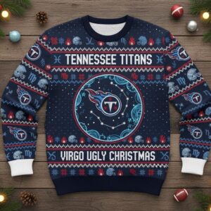 Tennessee Titans Virgo Ugly Christmas Sweater - NFL Football Astrology Zodiac Themed Holiday Gift