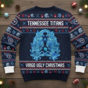 Tennessee Titans Virgo Ugly Christmas Sweater - NFL Football Astrology Zodiac Themed Holiday Gift