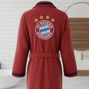 FC Bayern Munich Bathrobe - Red and Blue with Embroidered Crest Logo