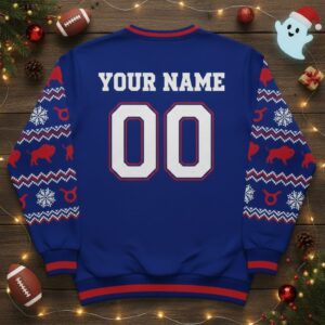 Buffalo Bills Ugly Christmas Sweater - Taurus Zodiac Constellation NFL Sweatshirt