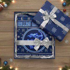 Dallas Mavericks Sagittarius Ugly Christmas Sweater - NBA Basketball Zodiac Holiday Jumper