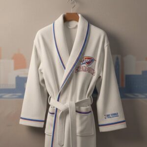 Oklahoma City Thunder Champions Bathrobe - Plush Terry Cloth Loungewear with Belt