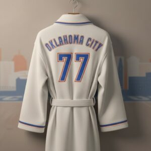 Oklahoma City Thunder Champions Bathrobe - Plush Terry Cloth Loungewear with Belt
