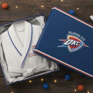Oklahoma City Thunder Champions Bathrobe - Plush Terry Cloth Loungewear with Belt