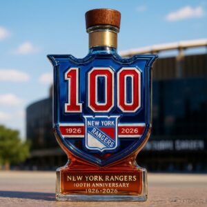 New York Rangers 100th Anniversary Whiskey Bottle - Commemorative Shield Decanter 1926-2026 NHL Gift