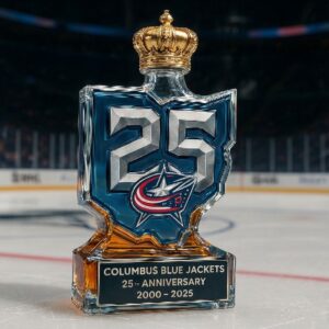 Columbus Blue Jackets 25th Anniversary Decanter - Limited Edition Crown Stopper Whiskey Bottle
