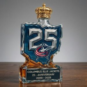 Columbus Blue Jackets 25th Anniversary Decanter - Limited Edition Crown Stopper Whiskey Bottle