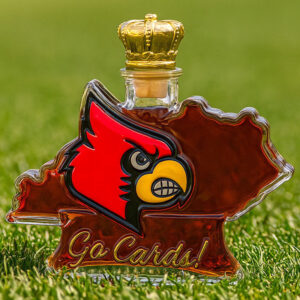 Louisville Cardinals Bourbon Decanter - Kentucky State Shaped Bottle with Go Cards Slogan & Crown Stopper